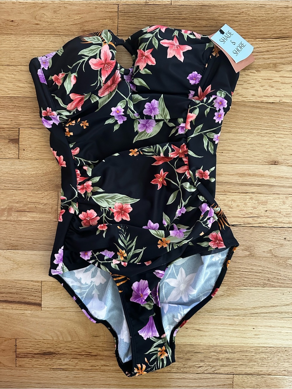 Shade & Shore Women’s Black Floral One-Piece Swimsuit